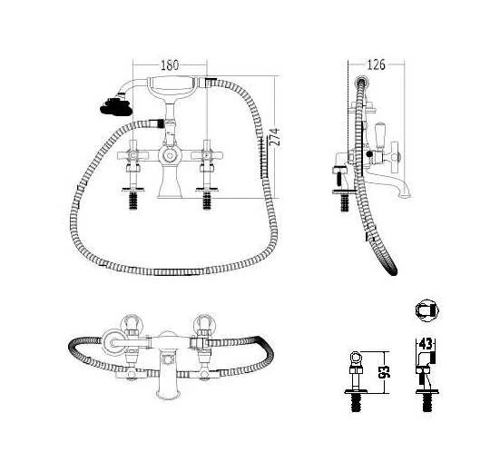 Смеситель для ванны с душем Devon&Devon Austin UTAU933P золото