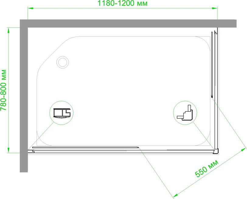 Душевой уголок Royal Bath 120x80 RB8120HPD-C-BL, профиль черный стекло матовое