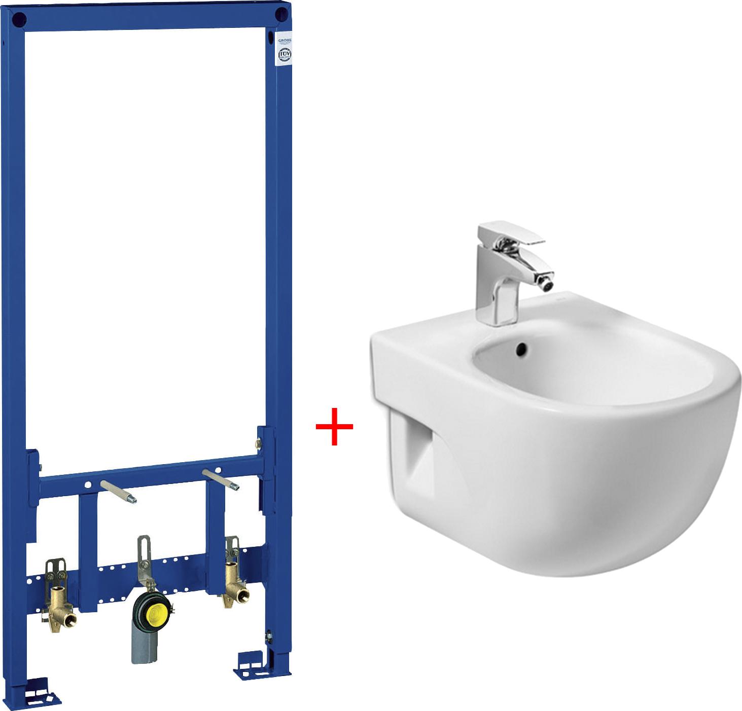 Комплект Подвесное биде Roca Meridian 357246000 укороченное + Система инсталляции для биде Grohe Rapid SL 38553001