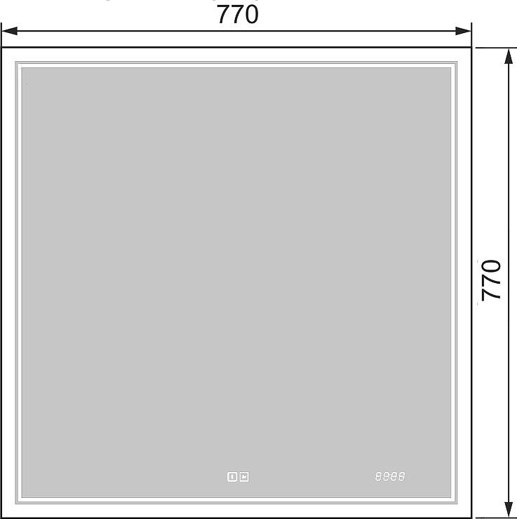 Зеркало Jorno Glass Gla.02.77/W, с подсветкой и часами