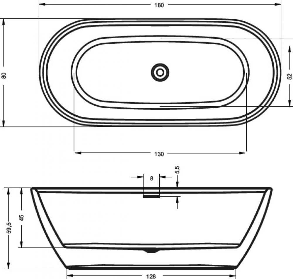 Акриловая ванна Riho Inspire FS 180х80 B085001005