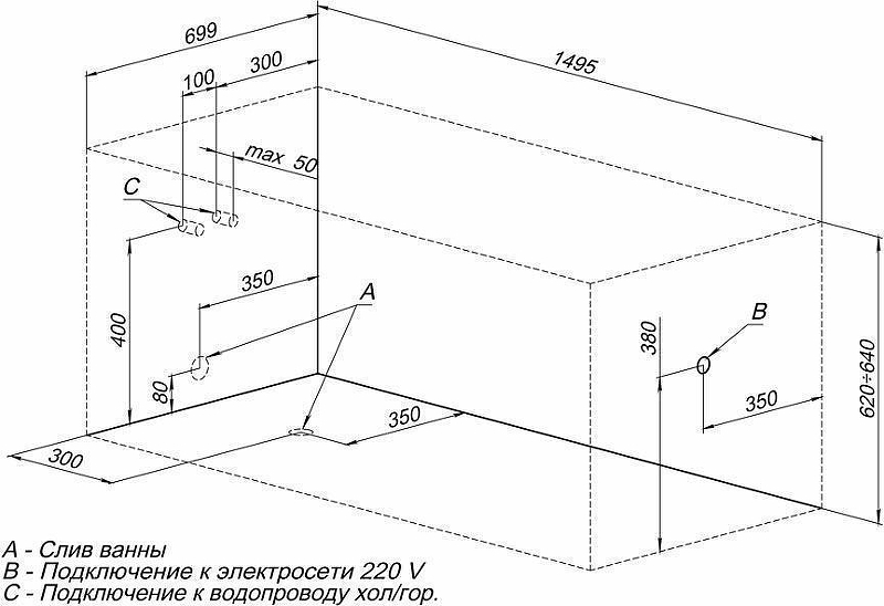 Акриловая ванна Aquanet Nord 150x70 242401, с каркасом, белый