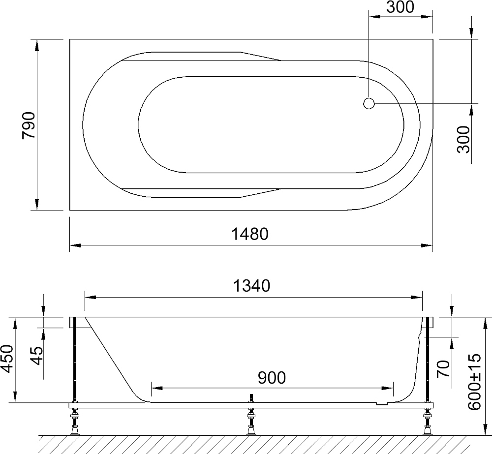 Акриловая ванна Royal Bath Azur RB 614201 L 150 см