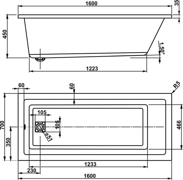 Акриловая ванна Vagnerplast Cavallo 160х70 VPBA167CAV2X-04 ультра белый