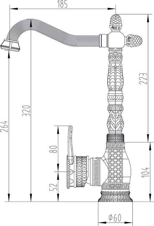 Смеситель Zorg Antic A 422 K-BR для кухонной мойки