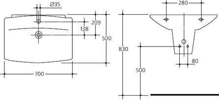 Раковина 70 см Ideal Standard Cantica T087701