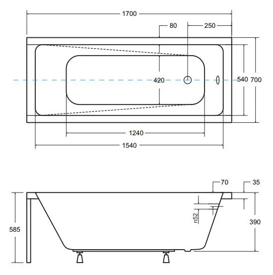 Акриловая ванна Besco Modern WAM-170-MO белый