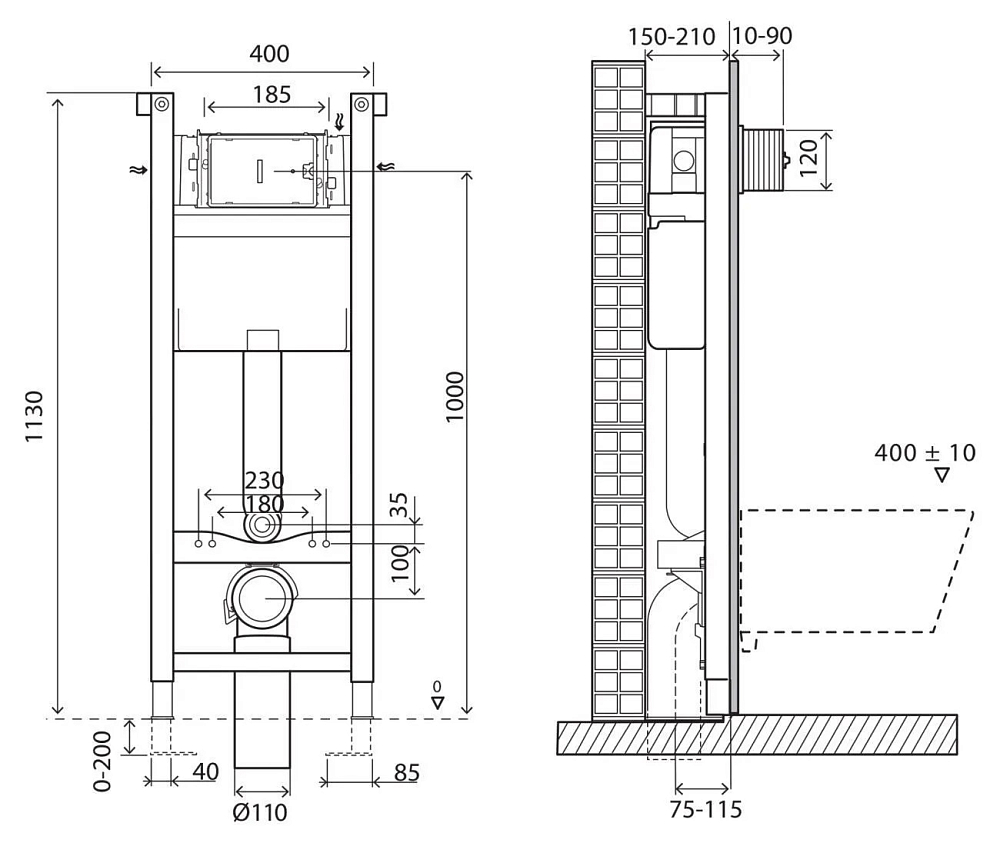 Инсталляция для подвесного унитаза BelBagno BB004-40 EXPERT