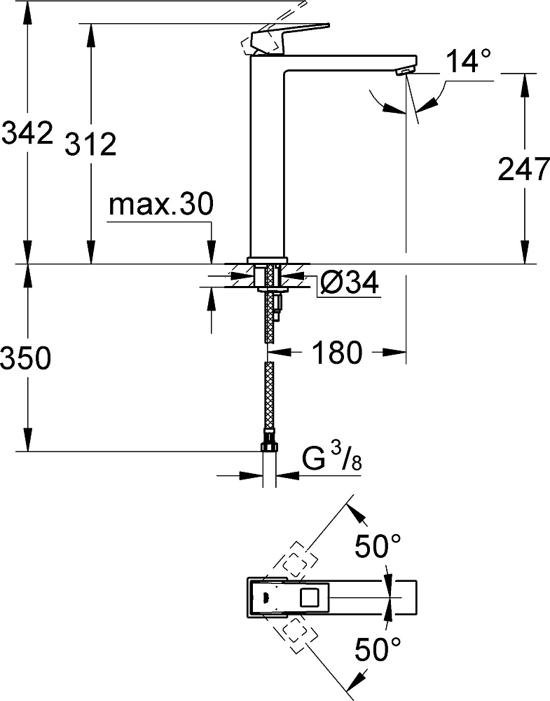 Смеситель Grohe Eurocube 23406000 для раковины