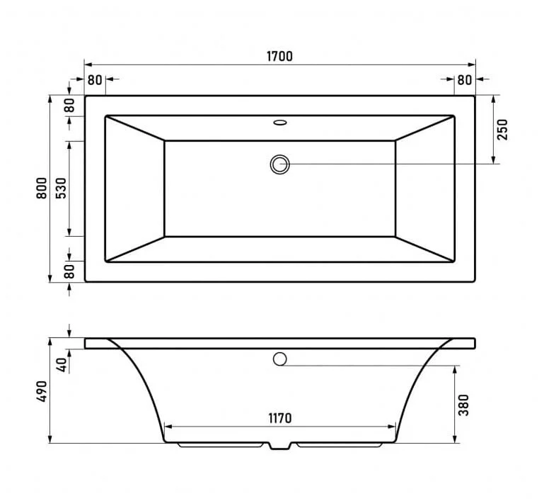 Ванна акриловая Berges Tari 050030 170x80 см, каркас, белый