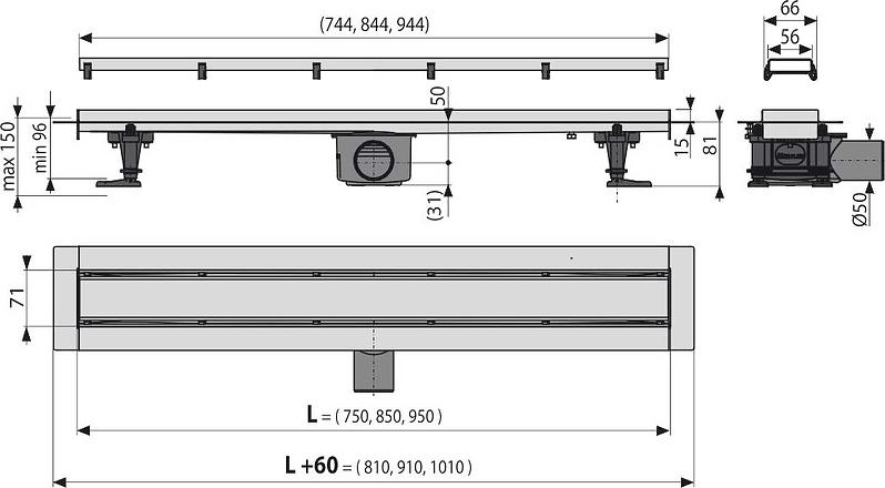 Душевой лоток Alcaplast Fit and Go APZ13-DOUBLE9-850