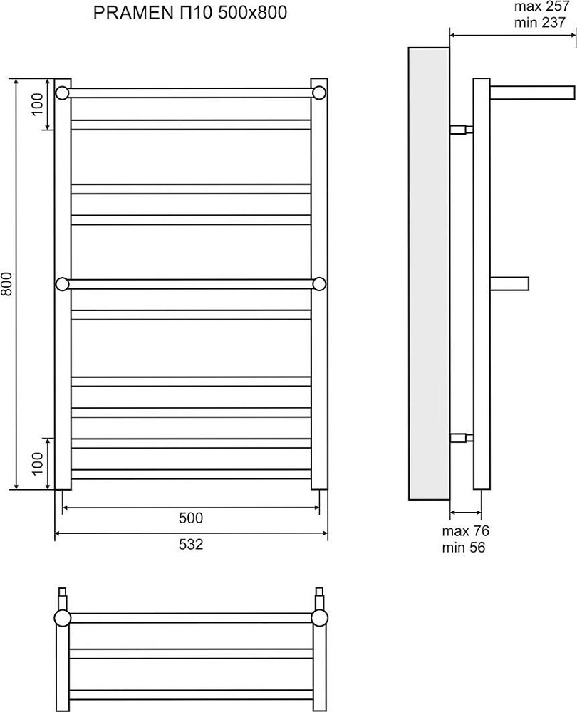 Полотенцесушитель электрический 50x80 см Lemark Pramen LM33810E П10, левый/правый