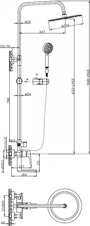 Душевая стойка BelBagno ANCONA-VSCM-CRM, хром