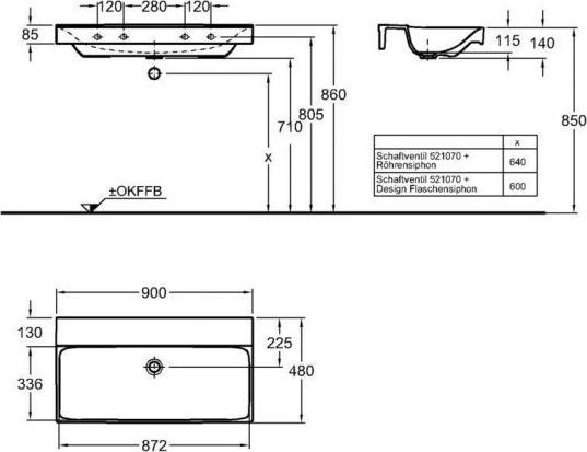 Раковина 90 см Geberit (Keramag) Xeno2 127093000, белый