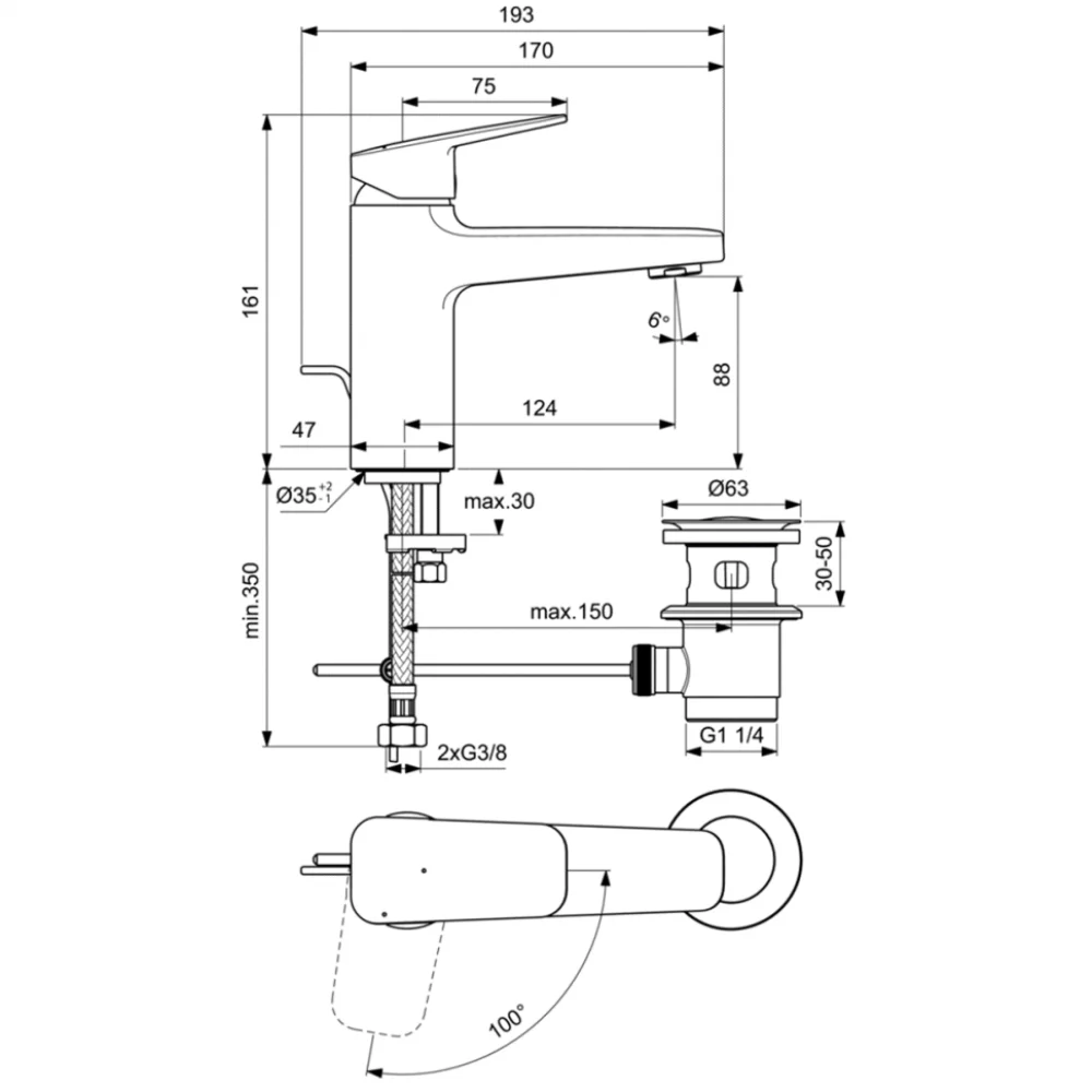 Смеситель для раковины Ideal Standard Ceraplan BD228XG черный