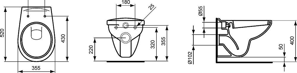 Комплект инсталляция с подвесным унитазом Ideal Standard Ecco с сиденьем микролифт