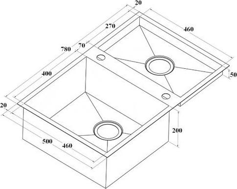 Кухонная мойка Zorg Inox X 78х50х20 X-50x78