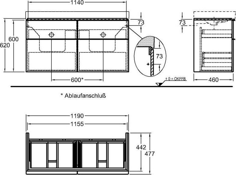 Тумба под двойную раковину 120 см Geberit iCon 841522000, бежевый