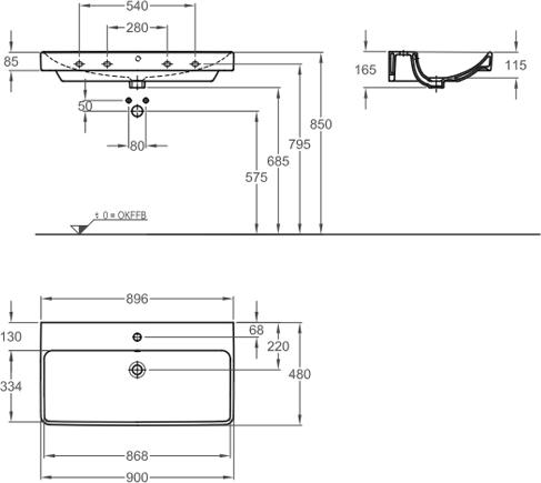 Раковина 90 см Geberit (Keramag) Smyle 120590000, белый