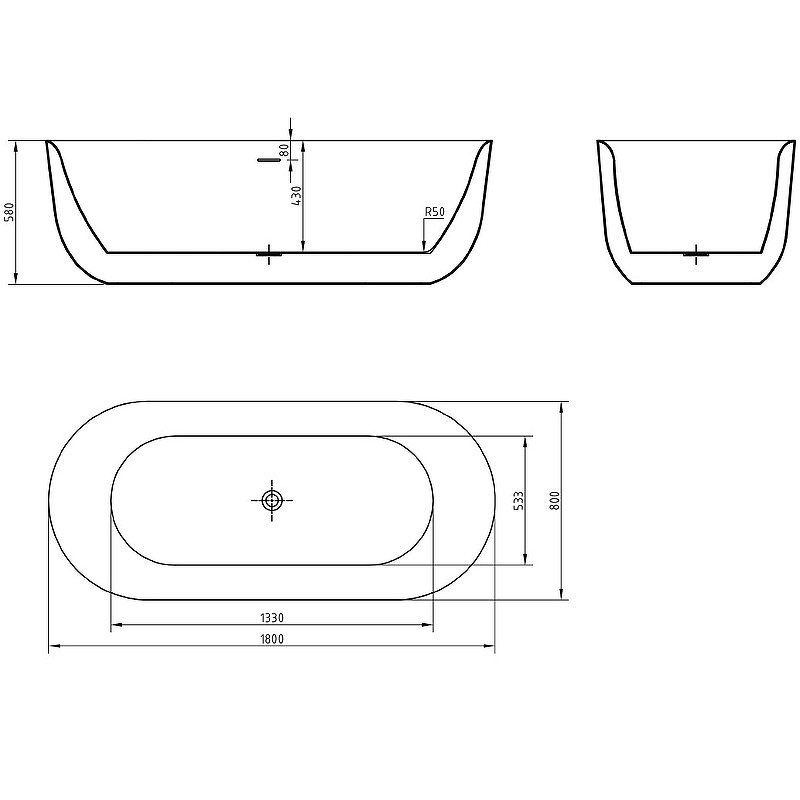 Акриловая ванна BelBagno BB706-1800-800 180x80, белый