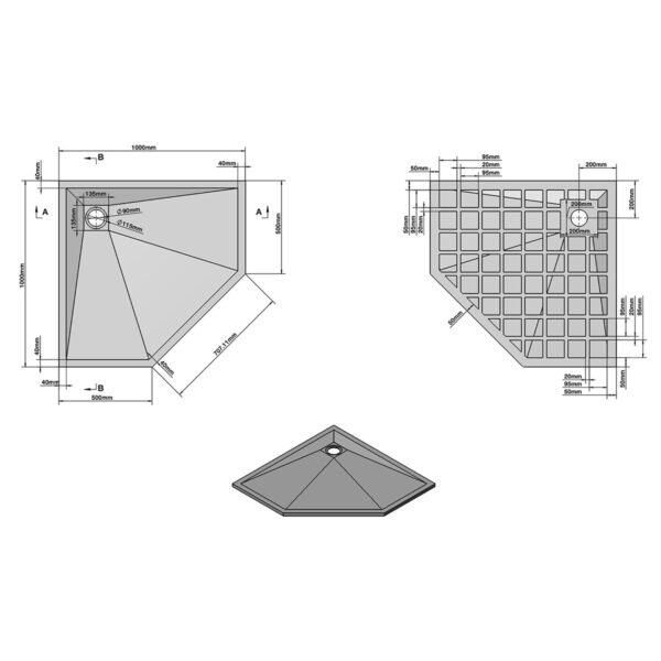 Душевой поддон Vincea VST-4SP1010G 100x100, серый