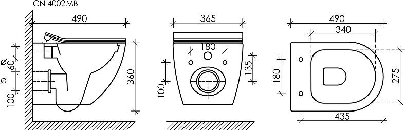 Комплект инсталляция с подвесным унитазом Ceramica Nova Metropol CN4002MB_1002B_1000 с сиденьем микролифт и черной клавишей смыва