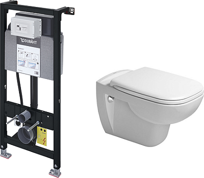 Комплект инсталляция с подвесным унитазом Duravit D-Code с сиденьем микролифт