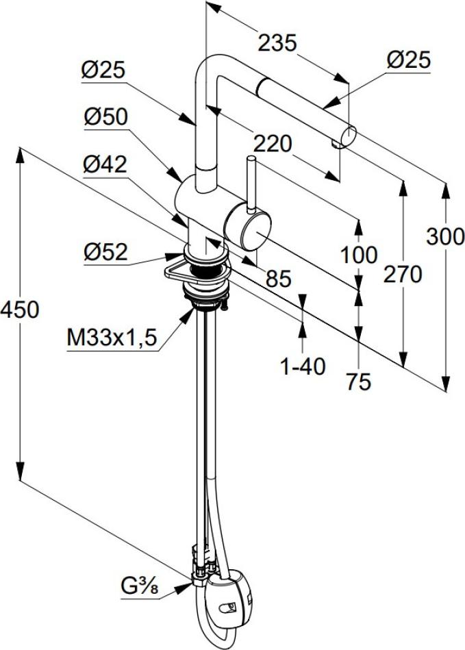 Смеситель для кухни Kludi L Steel 45851F877, сталь