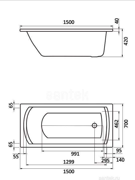 Акриловая ванна Santek Monaco 150x70 1WH111976