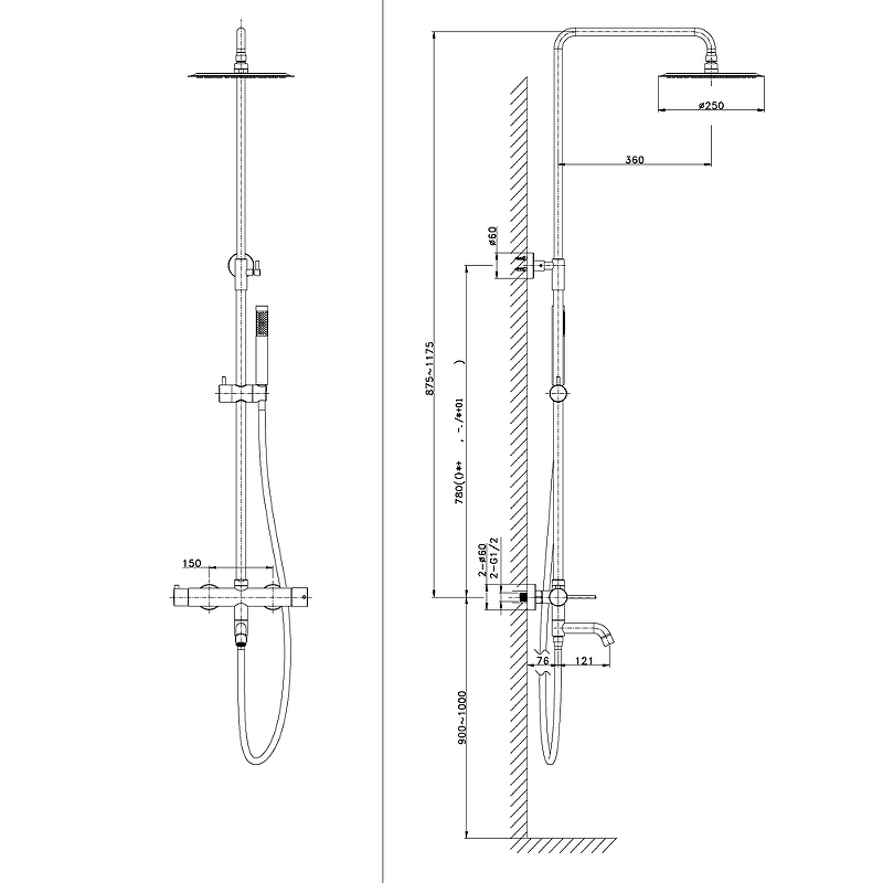 Душевая система Raiber Graceful RPB-005 черный