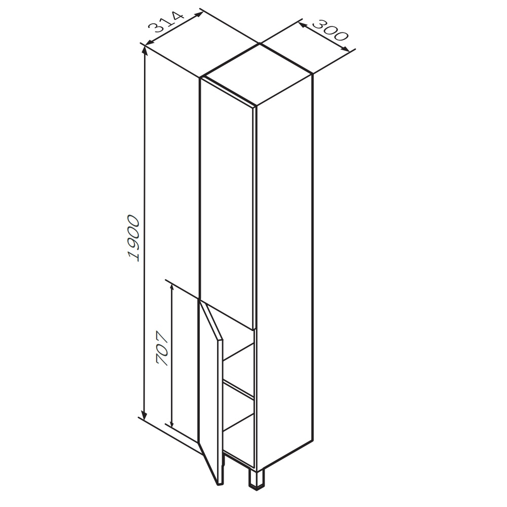 Шкаф-перал 30 см Am.Pm Gem M90CSL0306HF орех