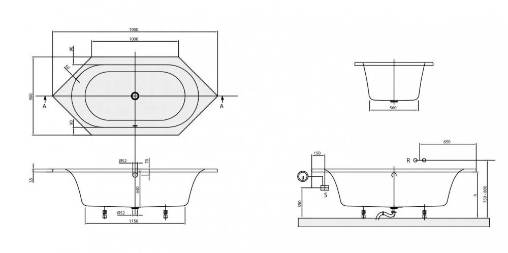 Акриловая ванна Villeroy & Boch Loop&Friends UBA199LFO6V-01 белый