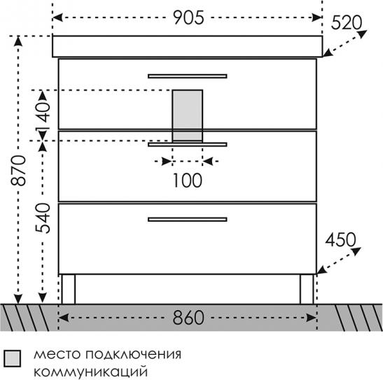 Тумба под раковину СанТа Омега 207050 86 см белый