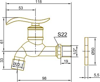 Кран для одного типа воды Bronze de Luxe 21599/1 Бронза