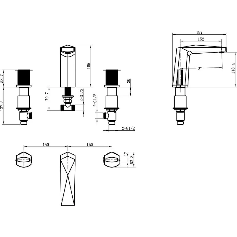 Смеситель для раковины Boheme Venturo 150-WG-TOUCH золото,белый