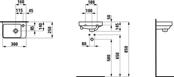 Раковина Laufen Pro S 8.1596.0.000.104.1 36