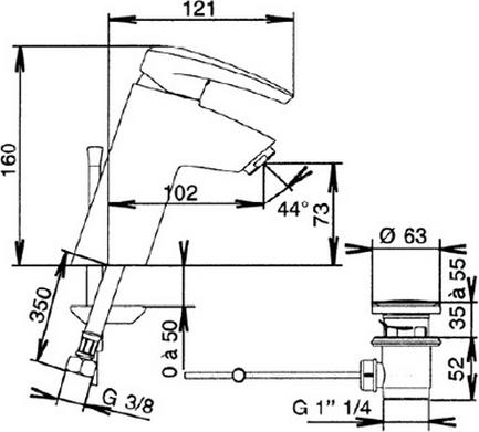 Смеситель для раковины Jacob Delafon Panache E72240-CP