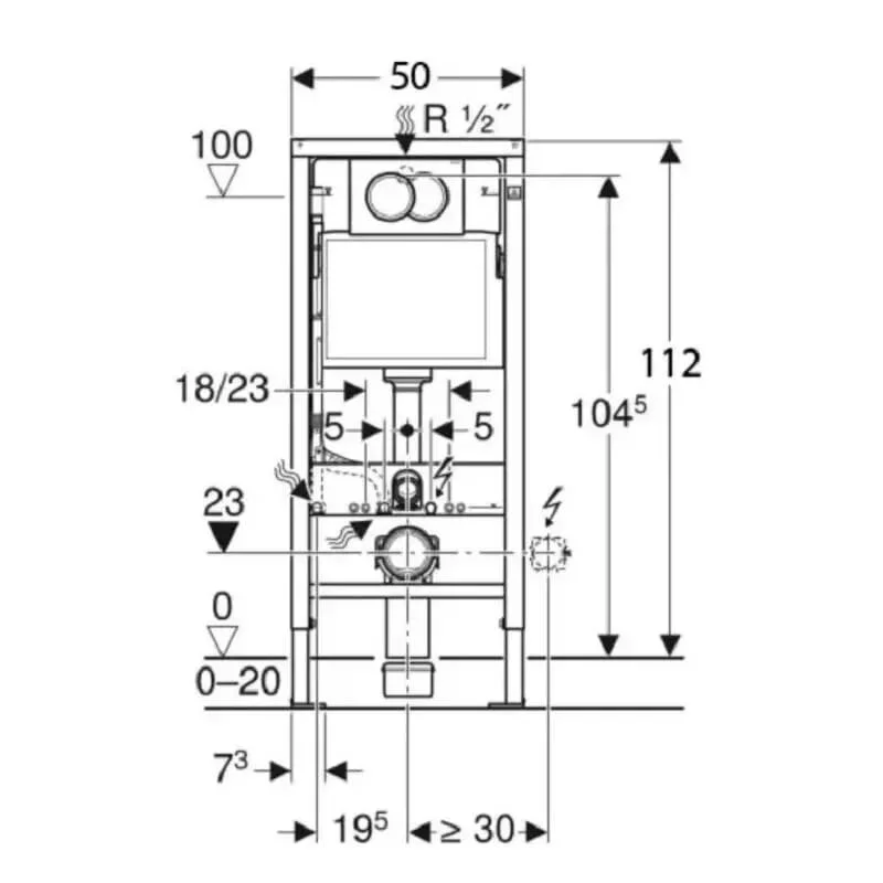 Инсталляция Geberit Duofix Delta с безободковым унитазом VitrA Nest 458.149.21.1/5176B003-6233 5176B003-6233, с функцией биде, крышка микролифт, клавиша хром