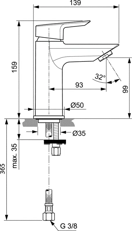 Смеситель для раковины Ideal Standard Tesi A6559AA хром