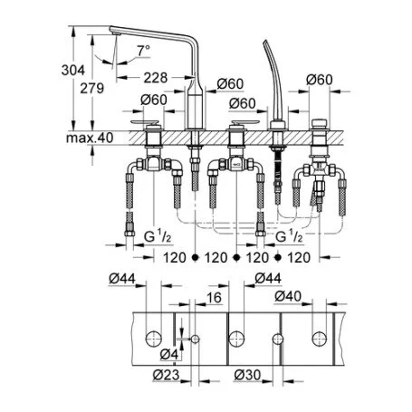 Смеситель для ванны с душем Grohe Veris 19362000 хром