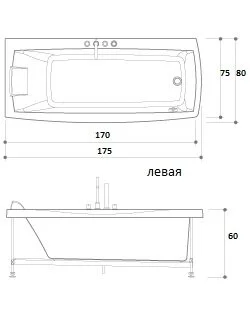 Акриловая ванна Jacuzzi Rivela 9450-058A Sx/Dx белый