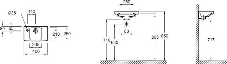 Раковина 40 см Jacob Delafon Odeon Up E4759C-X5-00, белый