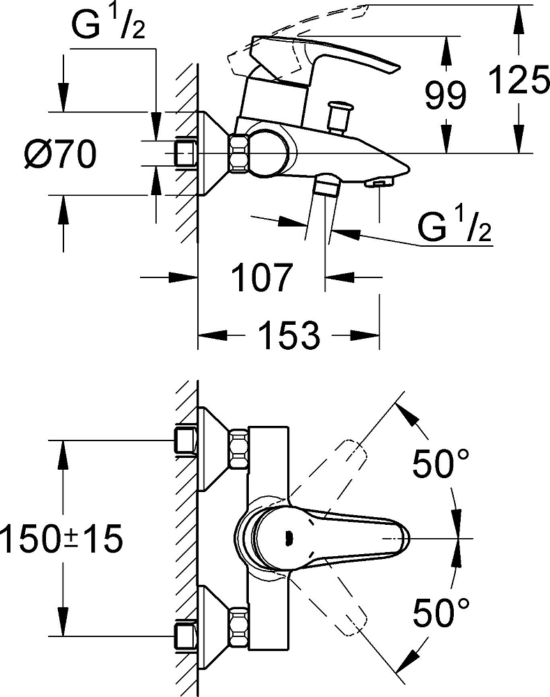 Смеситель для ванны Grohe Eurostyle 33591001