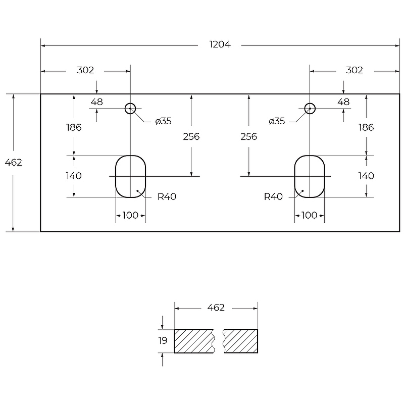 Столешница под раковину BelBagno EK-120-2-BL 120 см, Bianco Lucido