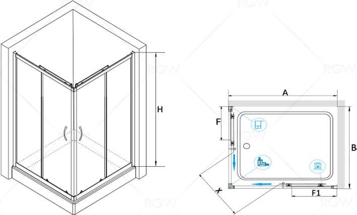 Душевой уголок RGW Passage PA-146 100x80 020814680-11, профиль хром