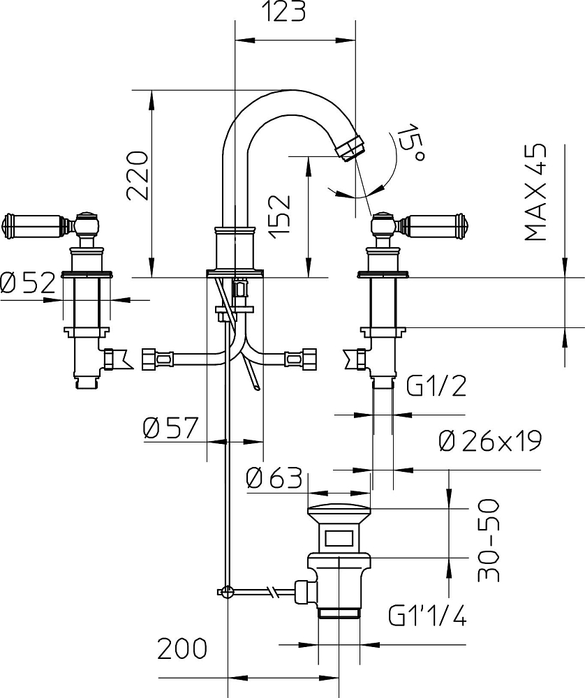 Смеситель Bossini Liberty Z001302 BR для раковины