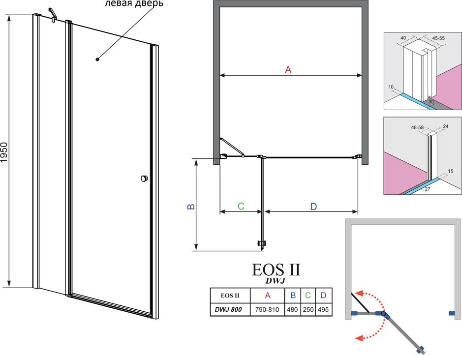 Душевая дверь в нишу Radaway EOS II DWJ 80 L