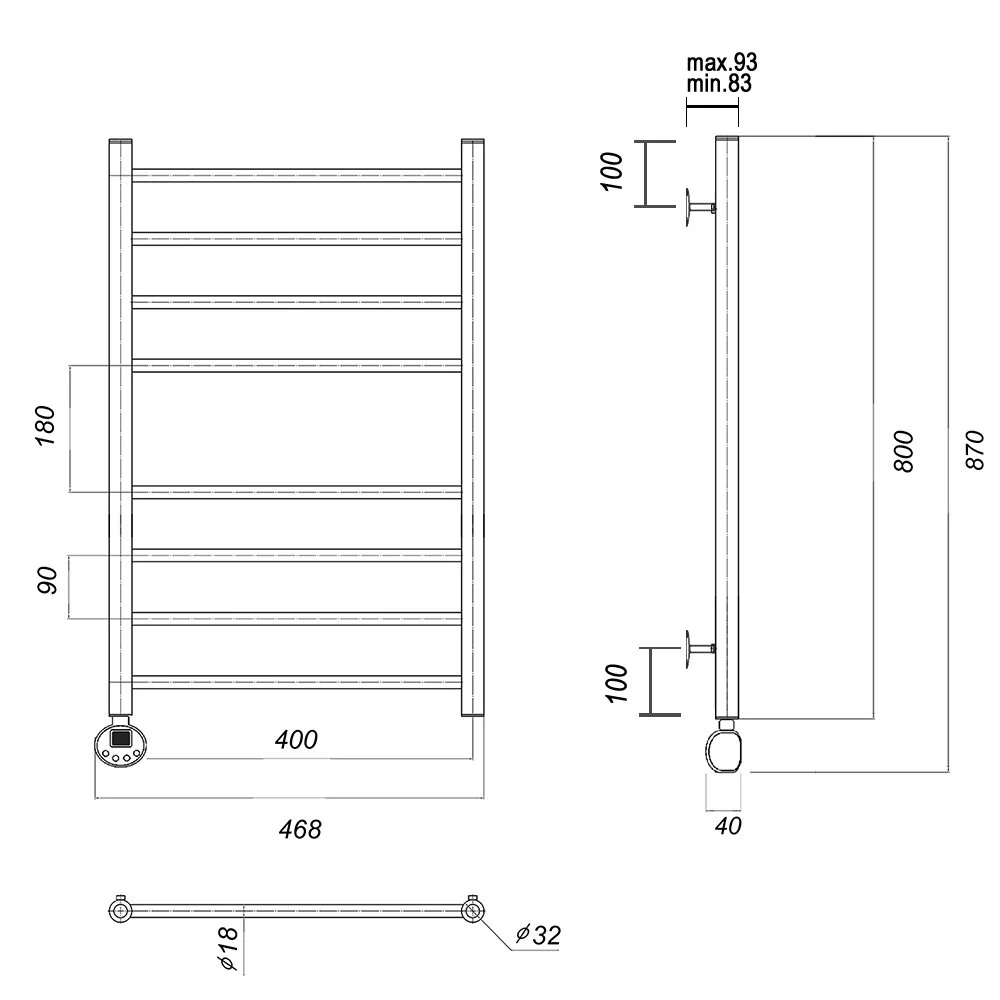 Полотенцесушитель электрический Domoterm Медея Медея П8 400x800 ER хром