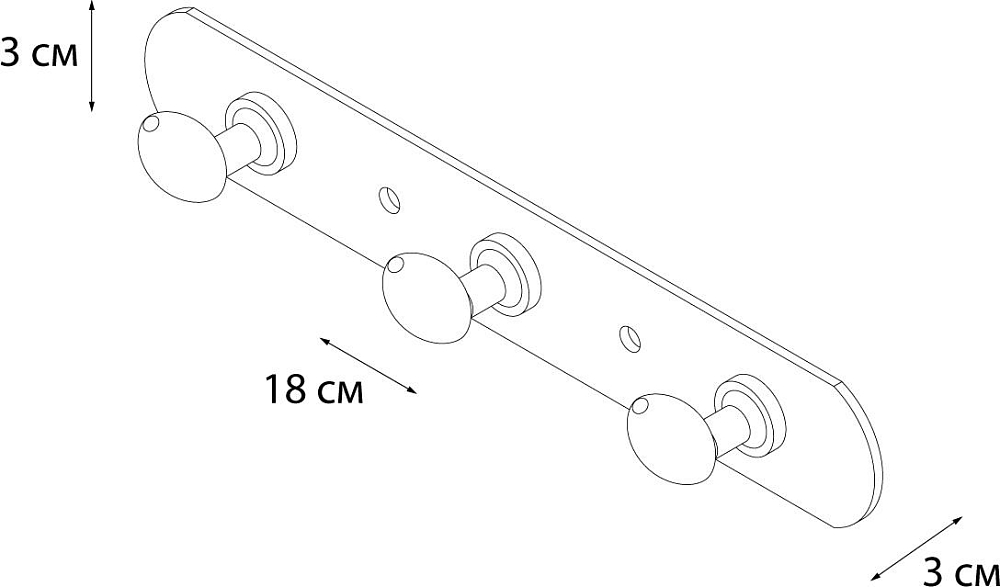 Планка Fixsen FX-1413 хром 3 крючка