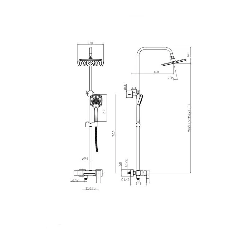 Душевая система Rush Thira TR3635-50 хром